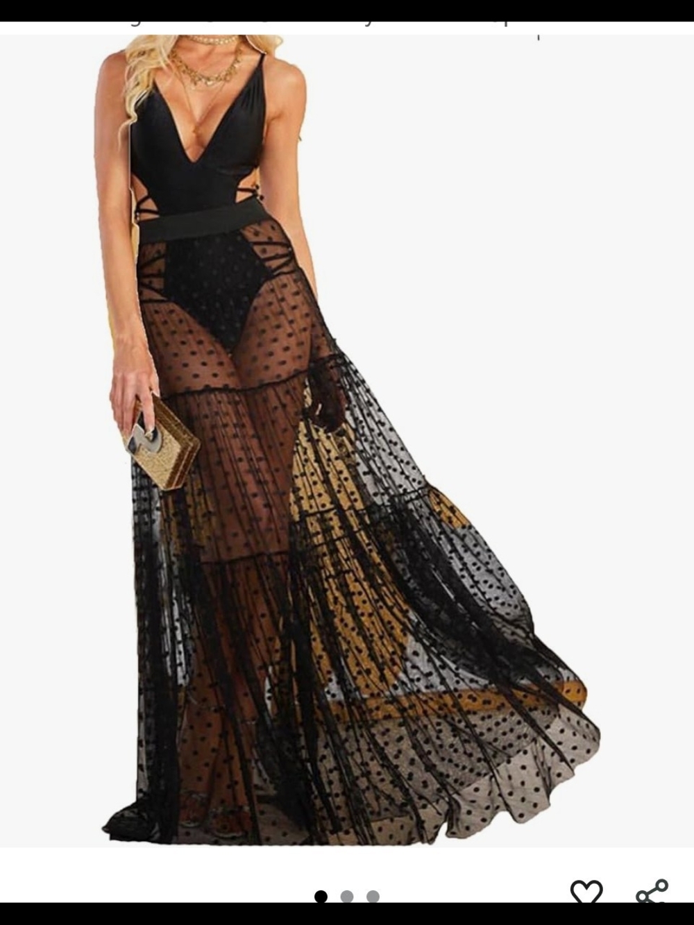 Sheer Black Polka Dot Skirt